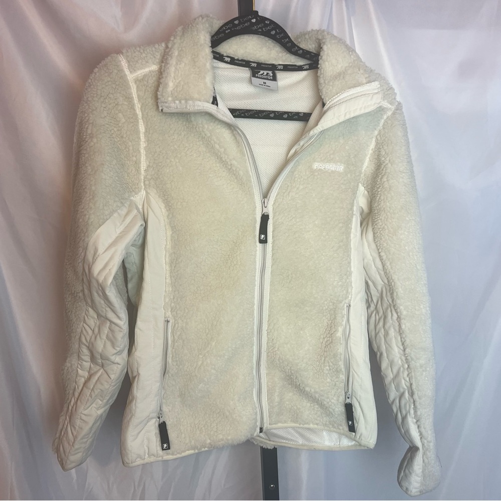 Predator Cream and White Fleece Sherpa Jacket, size Medium
